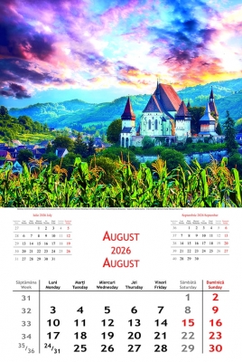 Calendar cu imagini Romania, 31.5 x 48 cm, 12 file, 2026